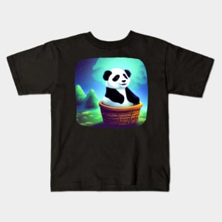 Panda Stranded in new Planet - Adorable Panda Kids T-Shirt